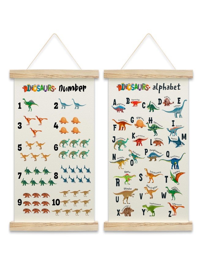 OZTEMETY Dinosaur Alphabet Numbers Poster Hanger Frame, Number Chart 1-10 For Kids For Wall, Toddler Learning Posters, Toddlers Kids Classroom Playroom Decor, Set Of 2 -B06 - Image 1